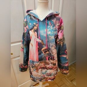 RARE Sugar Thrillz Dolls Kill Once Upon A Dime Oversized Fairy Printed Hoodie M